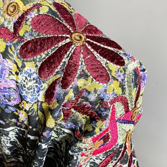 Free People Sheer Floral Embroidered Plunging Neck Back Maxi Dress 2 - Picture 8 of 9